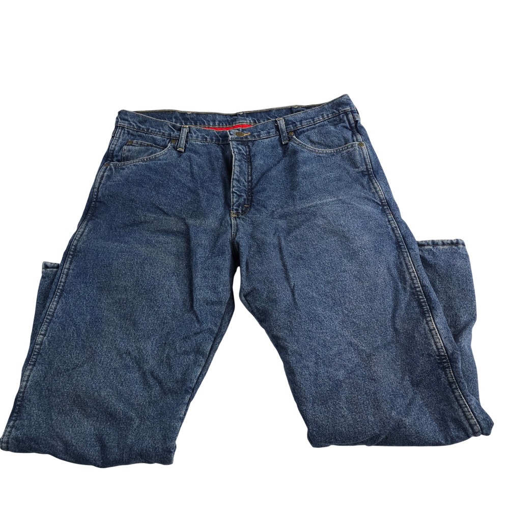 Wrangler Rugged Wear Jeans Mens‎ 40x30 Lined Red Fleece Comfort Heavy Duty Work